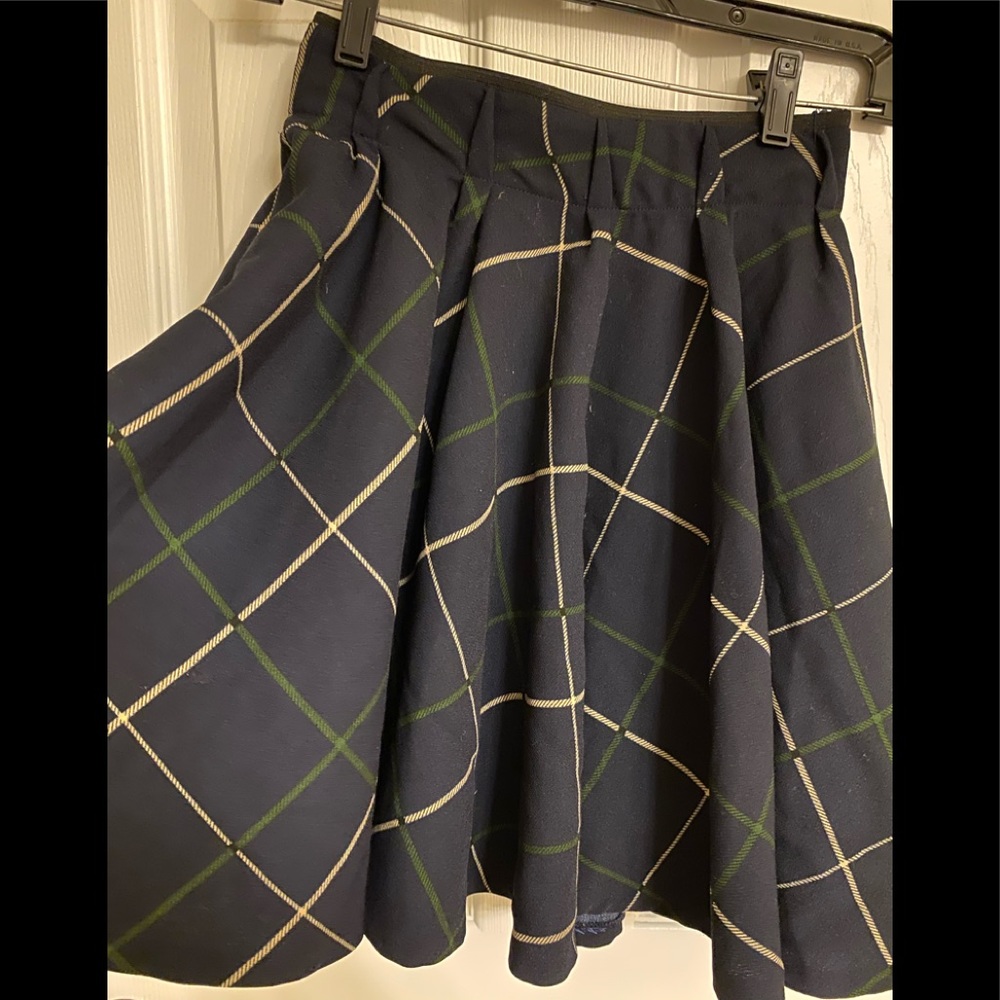 Zara Basic Blue Yellow Plaid Polyester Mini Skirt Elastic Waist 18” Size Small - Picture 3 of 8